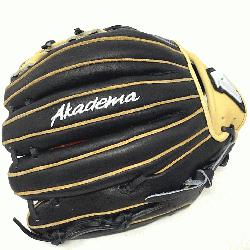 baseball glove from Akadema is a 11.5 inch pattern, I-web, open back, and mediu