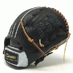 classic pitcher or utility 12 inch baseball glove is made with black stiff American Kip leather w