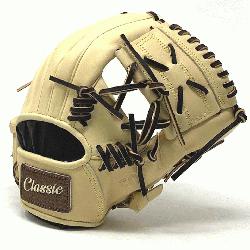 classic 11.5 inch baseball glove is made with blonde stiff America