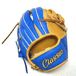  12.75 inch outfield baseball glove is made with tan stiff American Kip leather. Unique leat