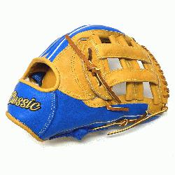  12.75 inch outfield baseball glove is made with tan stiff American Kip leather. Unique le