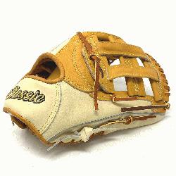 >This classic 12.75 inch outfield baseball glove is made with tan stiff American Kip leath