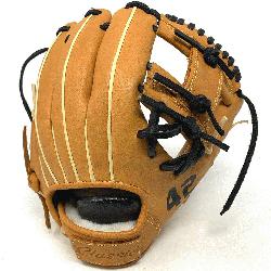  11.5 inch baseball glove is made with tan stiff American Kip leather. I Web, open back, light weig