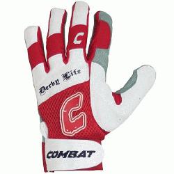 fe Adult Ultra Batting Gloves (Red, Large) : Derby Life Ultra-Dry