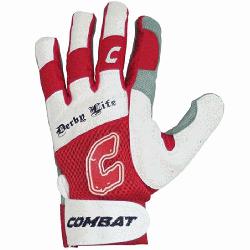 ombat Derby Life Youth Batting Gloves (Pair) (Red, Medium