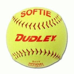  D-11 Softie slow pitch practice softball is composed of a high-impact cork center with c