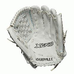 .75 outfield glove Closed weave web Memory foam wrist lining White and Aqua blue Fem