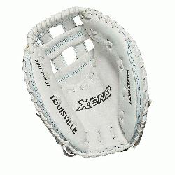 catchers mitt Dual post web Memory foam wrist lining White and Aqua blue Female-specific patterns