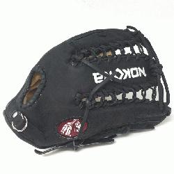 Glove made of American Bison and Supersoft Steerhide leather combined in black