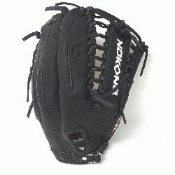 Glove made of American Bison and Supersoft Steerhide leather combined in black and cream colo