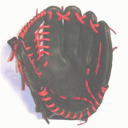 na professional steerhide baseball glove with red laces, modified trap web, and open back.<