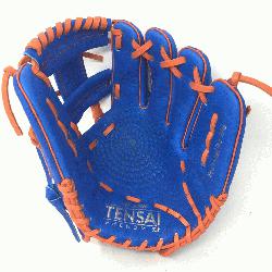 <p>11.50 Inch Baseball Glove Colorway: Blue | Orange Conventional Open Ba