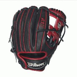  Accents - 11.5 Wilson A1K DP15 Red Accents Infield Baseball Glove A1K DP15