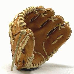  10 inch trainer baseball glove is made with tan stiff American Kip leather. Smaller hand op