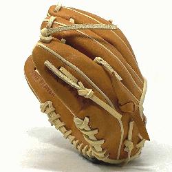 his classic 10 inch trainer baseball glove is made with tan stiff American Kip leather. 
