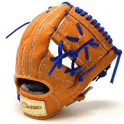 11 inch baseball glove is made with orange stiff American Kip leather, royal tanners la