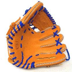 ch baseball glove is made with orange stiff American Kip leather, royal 