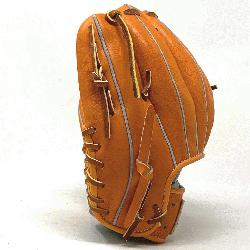 ch baseball glove is made with orange stiff American Kip l