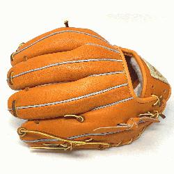 ch baseball glove is made with orange stiff American Kip leather. with rough welt. One piece web,