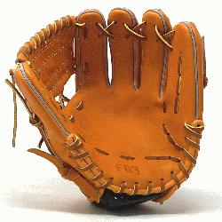  inch baseball glove is made with orange stiff American Kip leather. with rough welt.