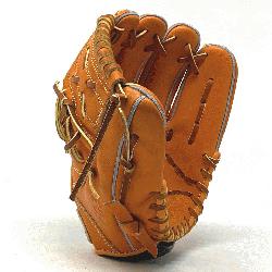 nch baseball glove is made with orange stiff American Kip leather. with rough 