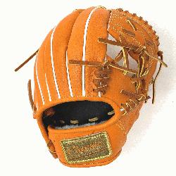  small 11 inch baseball glove is made with orange stiff American Kip l