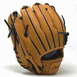 nch baseball glove is made with tan stiff American Kip leather, bl