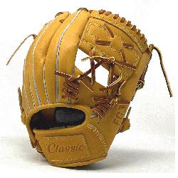  inch baseball glove is made with tan stiff American Kip leather.