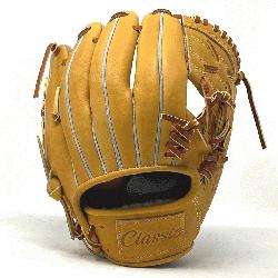 ic 11.25 inch baseball glove is made with tan stiff American Kip leathe
