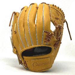 This classic 11.25 inch baseball glove is made with tan stiff American Kip leathe