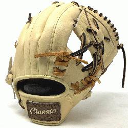 is classic 11.5 inch baseball glove is made with blonde stiff American Kip l