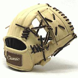  11.5 inch baseball glove is made with blonde stif
