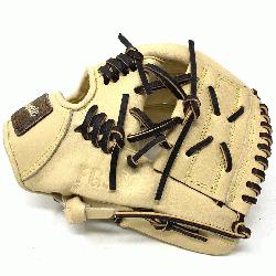 11.5 inch baseball glove is made with blonde stiff American 