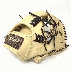 11.5 inch baseball glove is made with blonde stiff Am