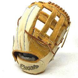 is classic 12.75 inch outfield baseball glove is made with tan stiff American Kip leather (Ta