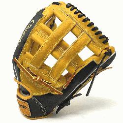 classic 12.75 inch baseball glove is made with tan stiff American K