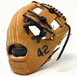 his classic 11.5 inch baseball glove is made with tan stiff American Kip leather. I Web, open b