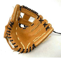  11.5 inch baseball glove is made with tan stiff American Kip leather. I Web, open back, light weig