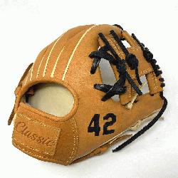11.5 inch baseball glove is made with tan stiff American Kip leath