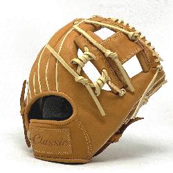  11.5 inch baseball glove is made with tan stiff Americ