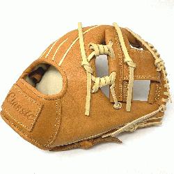  11.5 inch baseball glove is made with tan stiff American Kip leather. Spiral I