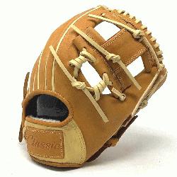 inch baseball glove is made with tan stiff American Kip leather. Spiral I Web, open ba