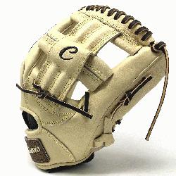 11.75 inch baseball glove is made with blonde stiff American Kip leather. Unique t w