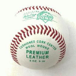 Balls have a synthetic cover and a solid cork center.