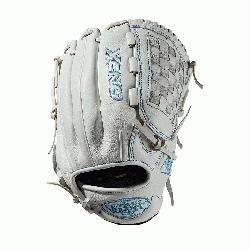  pitchers glove Dual post web Memory foam wrist lining White and Aqua 