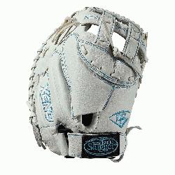  mitt Dual post web Memory foam wrist lining White and Aqua bl