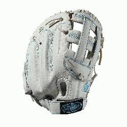  first base glove Dual post web Memory foam wrist lining White and Aqua blue Female-