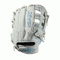 first base glove Dual post web Memory foam wrist lining White and Aqua blue Fem