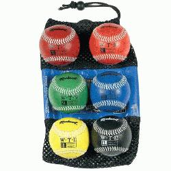 ort Set of 6 Weighted Baseballs Synthetic Cover : Build your arm strength with t