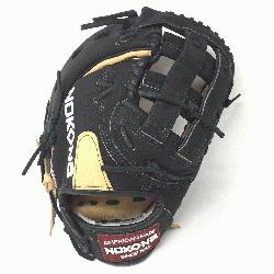  Glove made of American Bison and Supersoft Steerhide leather combined in black and cream co